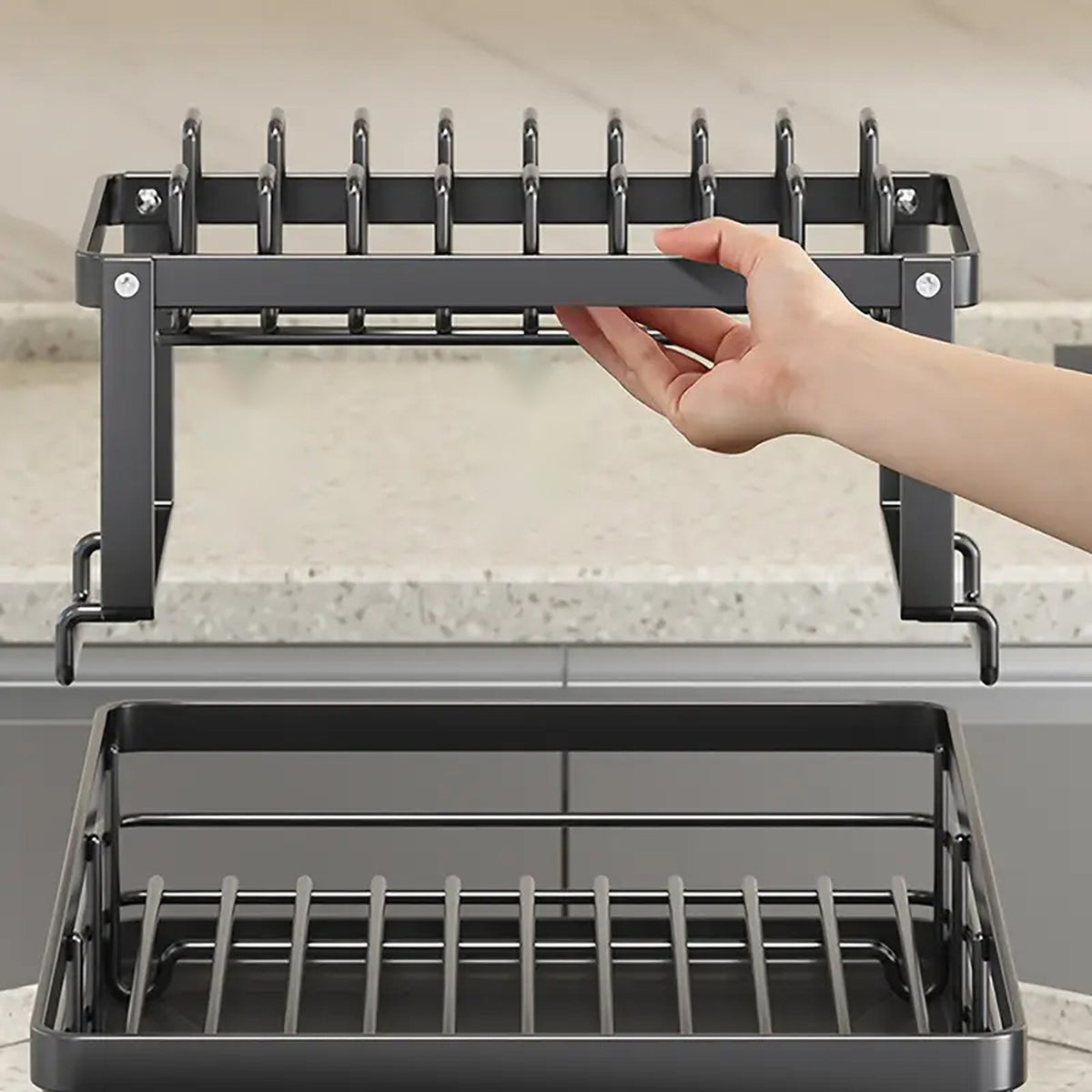 Two-Tier Dish Rack.