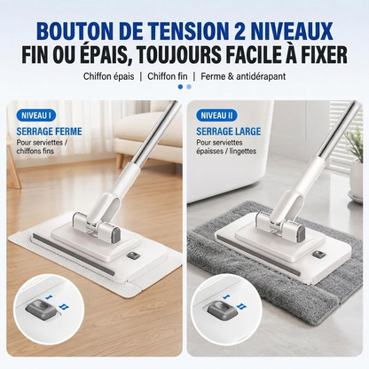 REGAL© Balai Plat à Dents de Requin — Le chiffon ne glisse plus · Manche télescopique · Fonctionne avec n'importe quel chiffon