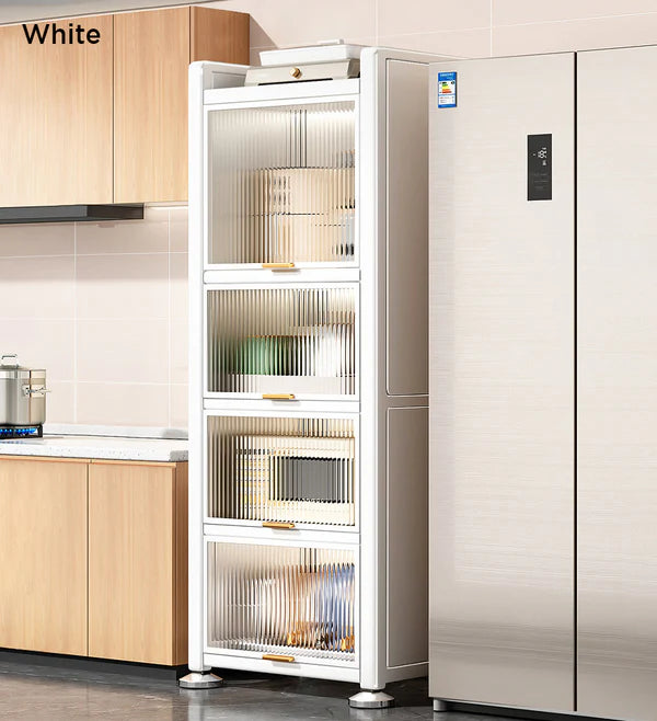 Armoire de rangement de cuisine métallique multifonction étroite à 5 étagères, résistante à la poussière