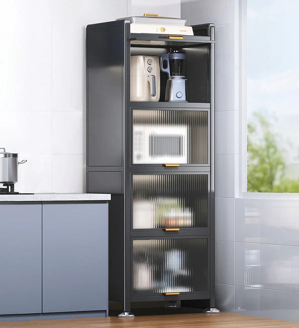 Armoire de rangement de cuisine métallique multifonction étroite à 5 étagères, résistante à la poussière