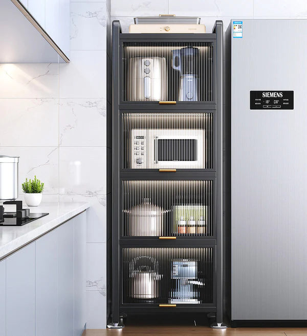 Armoire de rangement de cuisine métallique multifonction étroite à 5 étagères, résistante à la poussière