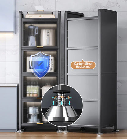 Armoire de rangement de cuisine métallique multifonction étroite à 5 étagères, résistante à la poussière