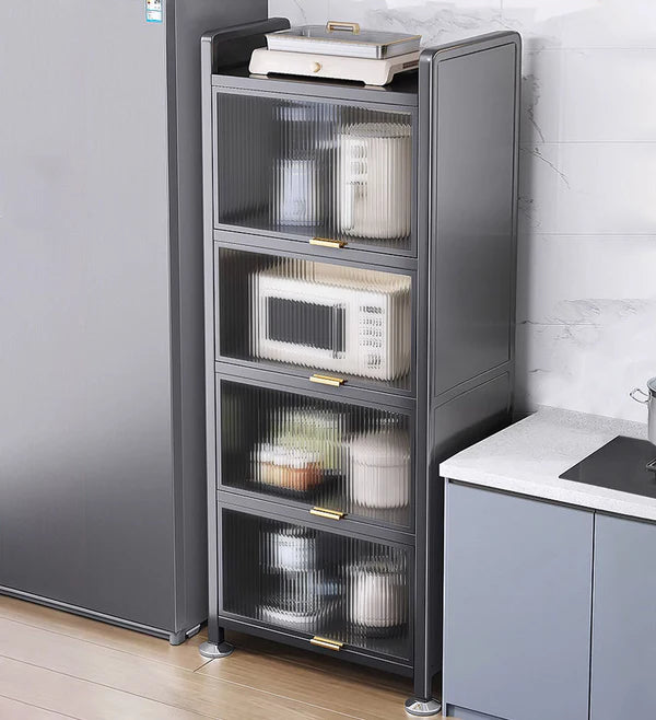 Armoire de rangement de cuisine métallique multifonction étroite à 5 étagères, résistante à la poussière
