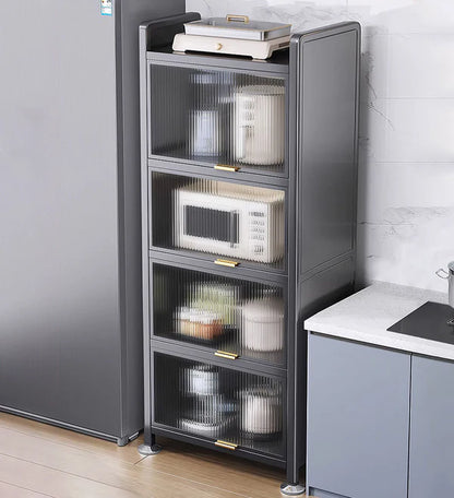 Armoire de rangement de cuisine métallique multifonction étroite à 5 étagères, résistante à la poussière