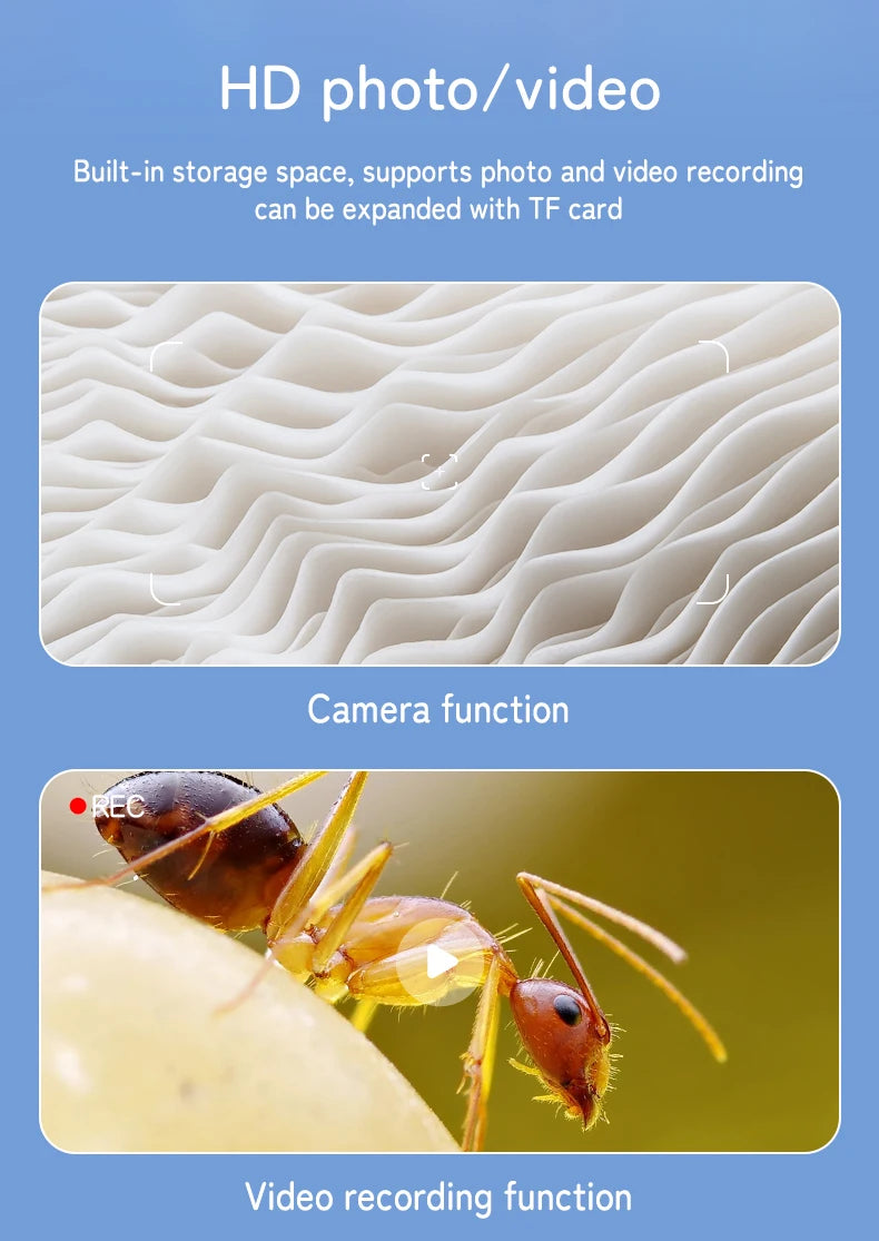 1000X Handheld Microscope for Kids 2.0" Screen Rechargeable Mini Pocket Digital Microscopes Portable Edu Gift Children Students