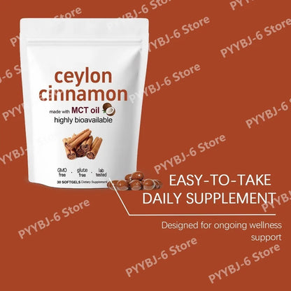 Ceylon Cinnamon Softgels 30 Count Natural Cinnamon Extract Supplement for Daily Wellness Digestion & Vitality Support