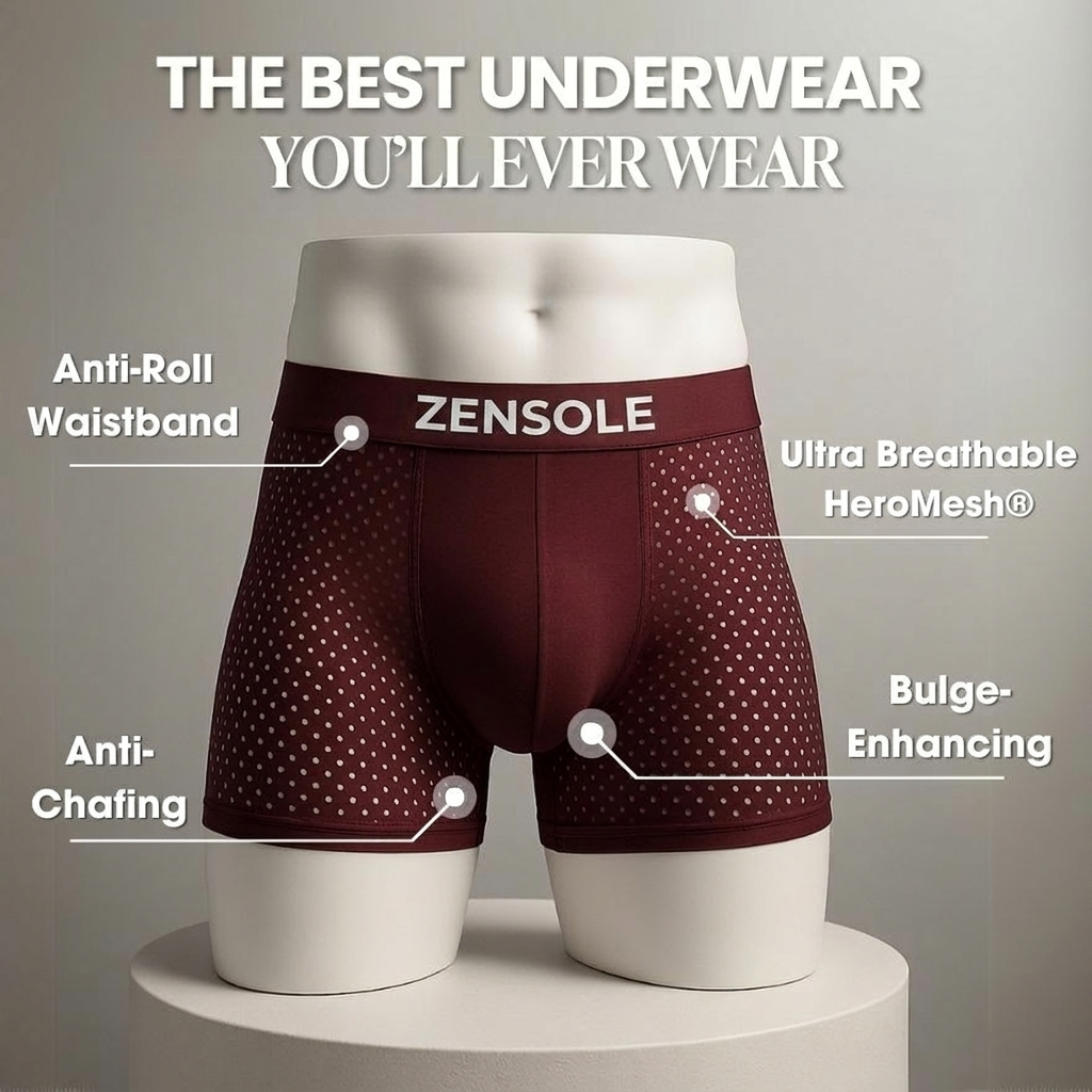 ZenSole® Ultra-Comfort Bamboo Fiber Boxers – Second-Skin Feel (4-Pack)