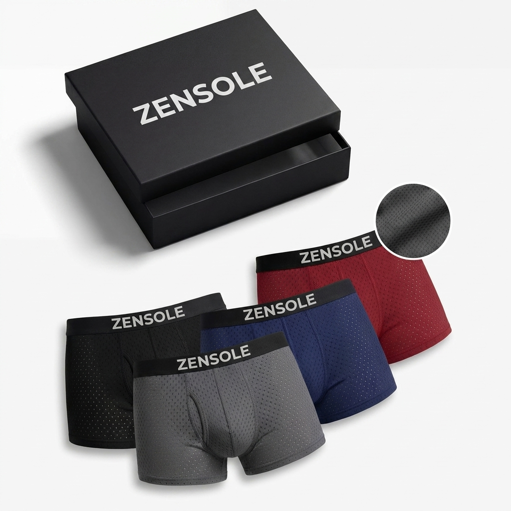 ZenSole® Ultra-Comfort Bamboo Fiber Boxers – Second-Skin Feel (4-Pack)