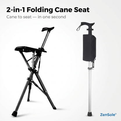 ZenSole® 2-in-1 Folding Cane Seat