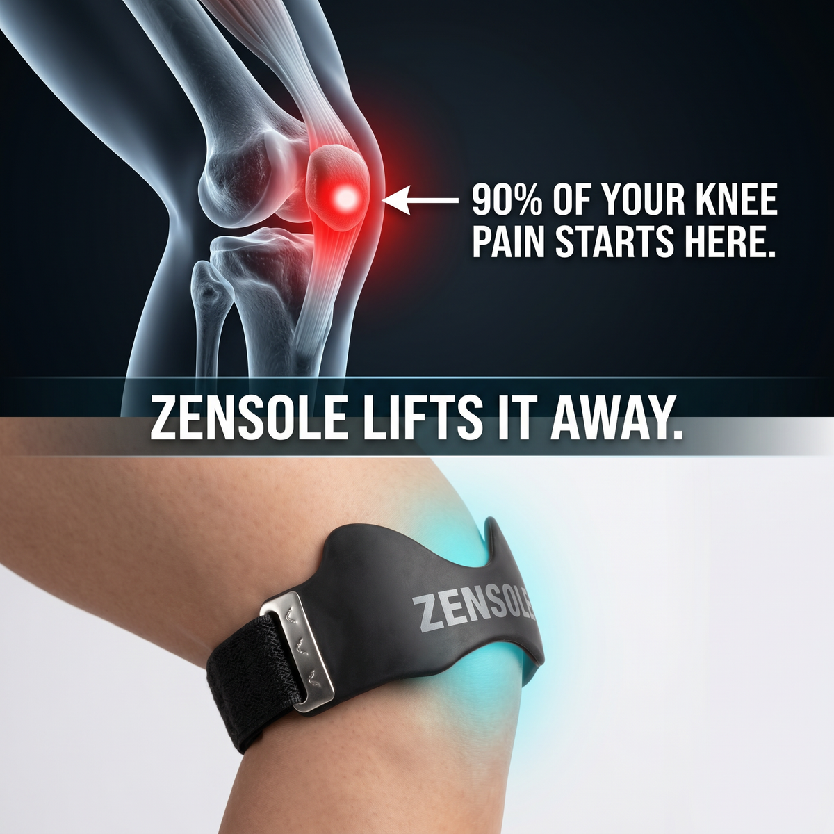 ZenSole® Knee Strap For Pain Relief - Adjusts To All Knee Sizes