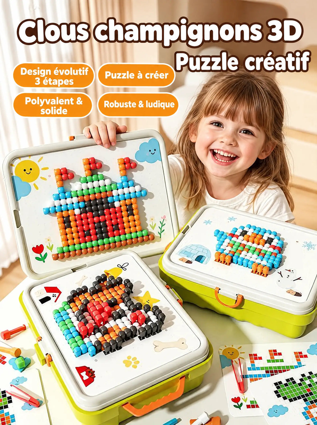 Valise Mosaïque 3D – Jeu de Clous Créatif